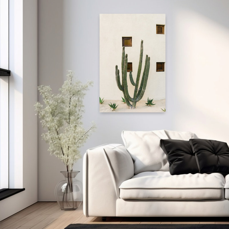 Art contemporain, paysage abstrait de cactus, H 36 po x l 24 po