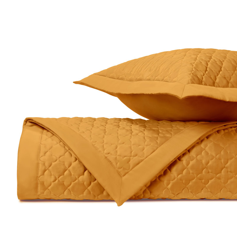 Clover Egyptian Certified Cotton Quilt, Marigold, King Quilt