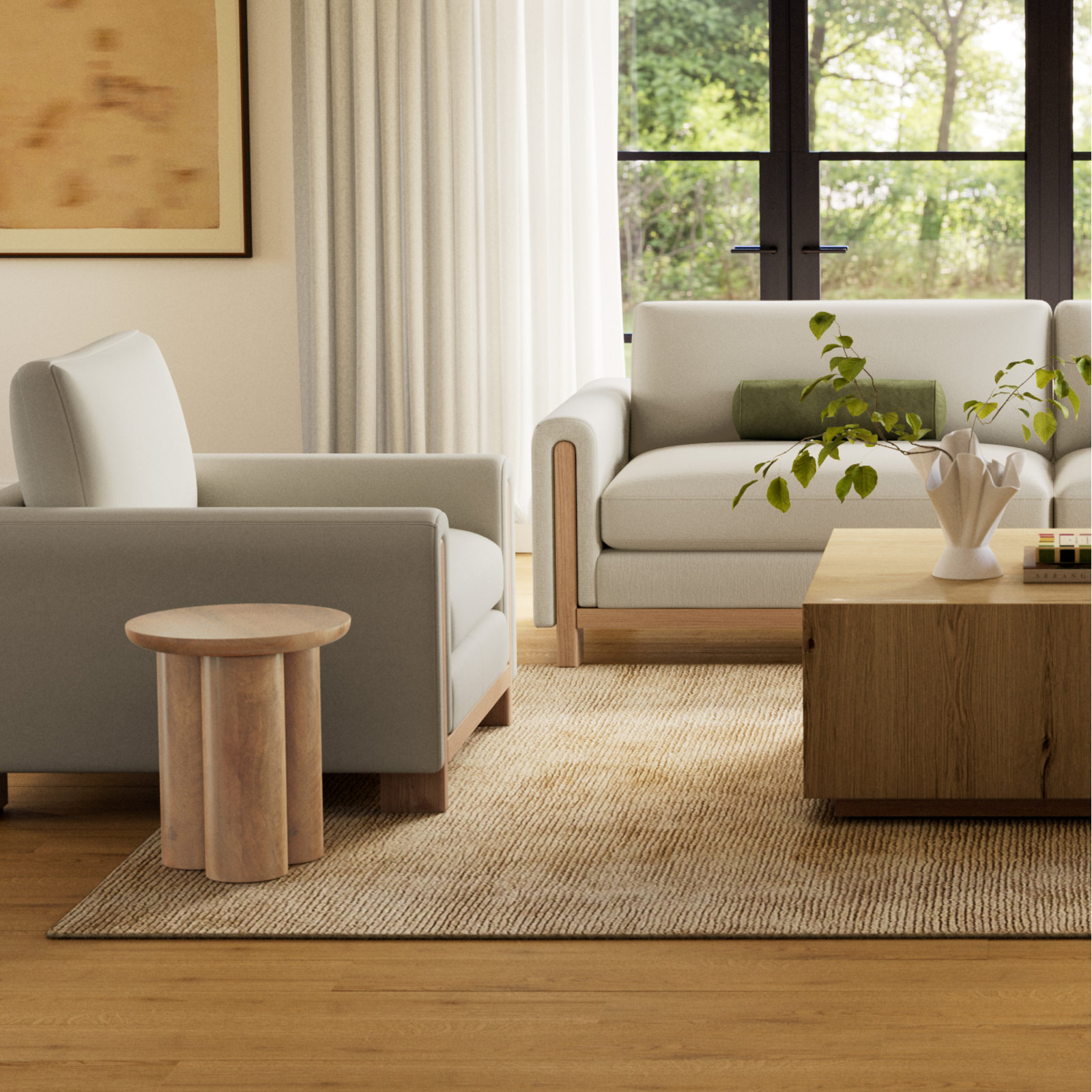 Faustine Modern Neutral Wooden End Table, Natural