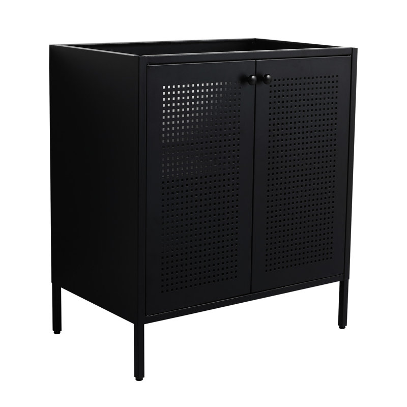 Meuble-lavabo autoportant de 30 po Bvb05730bk-1, en acier laminé à froid et beaucoup de rangement, 2 portes, tablettes réglables, lavabo non inclus, armoire autoportante de 30 po et double porte