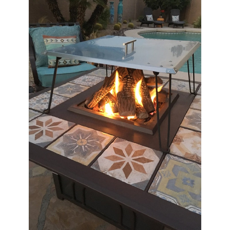 Stainless Steel Gas Fire Pit Heat Deflector with Foldable Legs