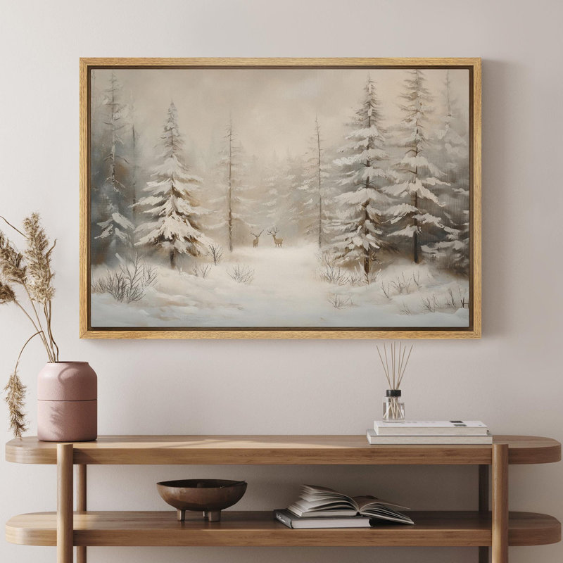 IDEA4WALL Vintage Winter Snow Forest Landscape Nature Country Winter Christmas Wall Pictures, Giclee Canvas Digital Print Framed Wall Art & Reviews | Wayfair