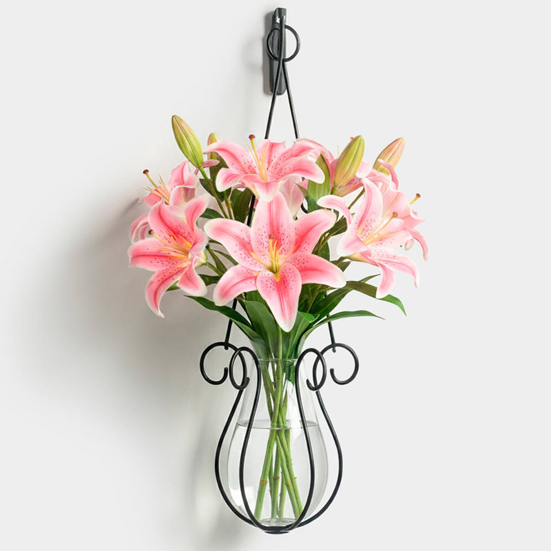 Hanging Basket Drop Vase with Hook, 101 oz Capacity