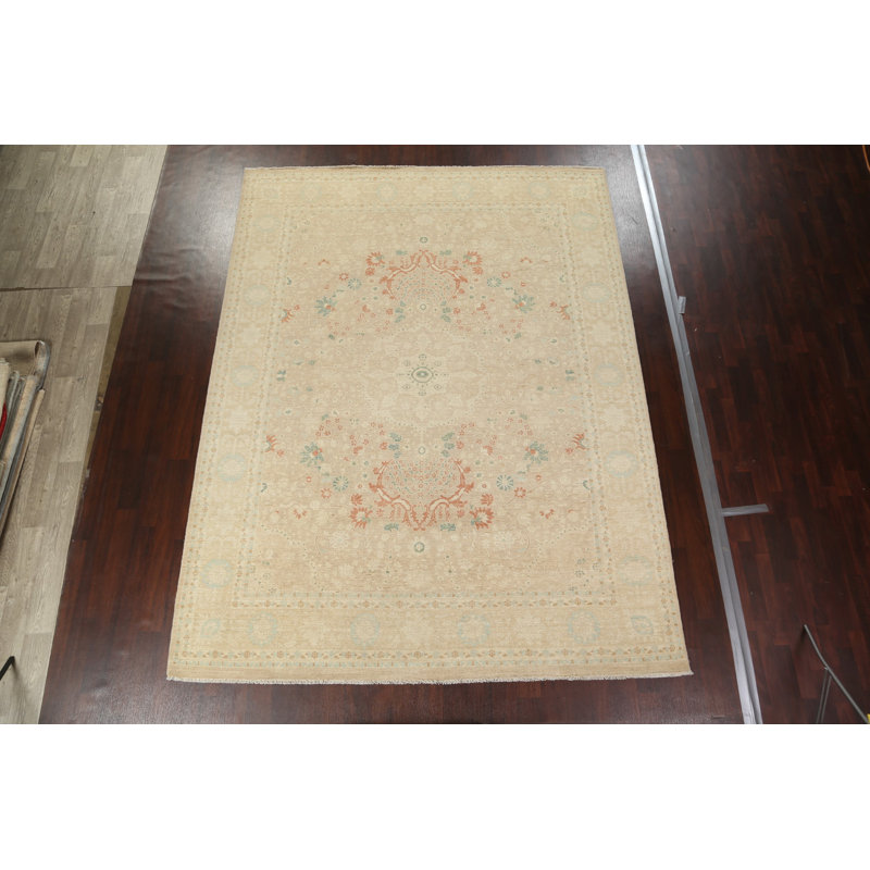 Tapis en laine Oushak Chobi noué à la main 9 x 12