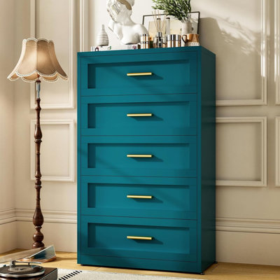 Blue chest of five drawers