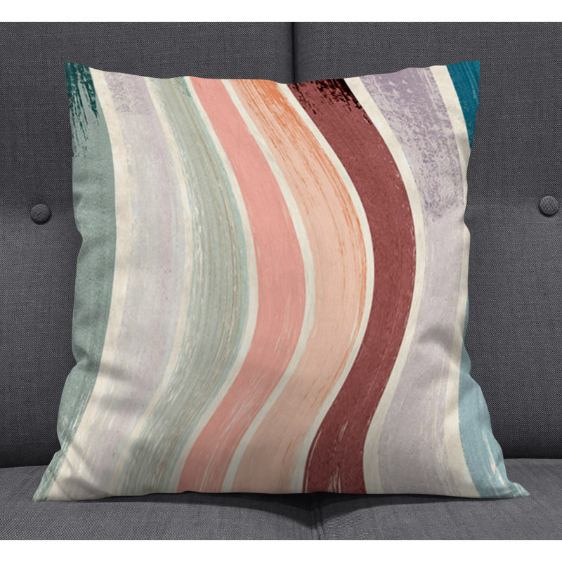Throw Pillow With Insert, Multi Striped/Abstract 5, 18"H x 18"W