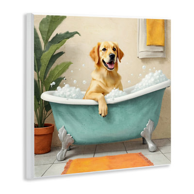 Plaque murale «Bubble Bath Labrador Dog», conception de Kim Allen