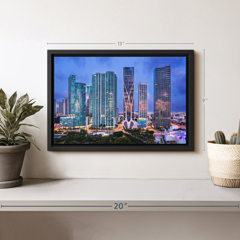 «Miami Downtown Skyline Aérien, art mural», H 9 po x l 13 po