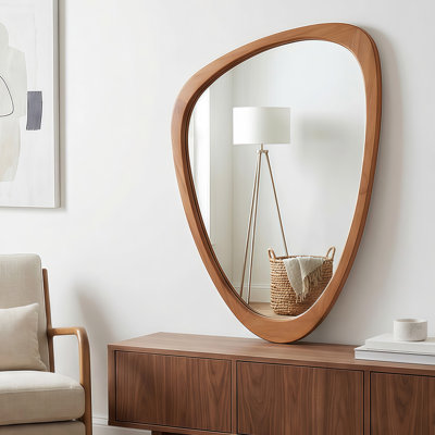 Miroir décoratif irrégulier à cadre en bois, miroir décoratif pour chambre à coucher, salon, entrée