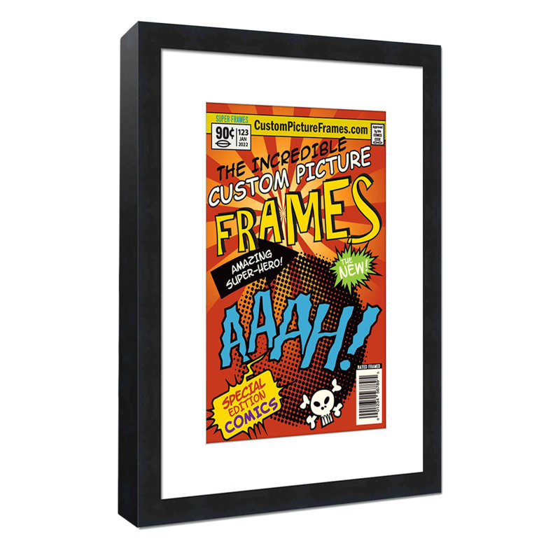 Wood Picture Frame with Mat, Black/White, 7.25" x 10.5"