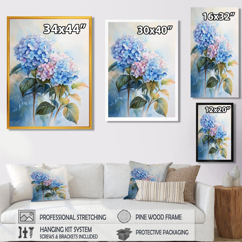 Hydrangeas In The Morning Light III - Hydrangea, reproduction d'art encadrée, H 20 po x l 12 po, Noir