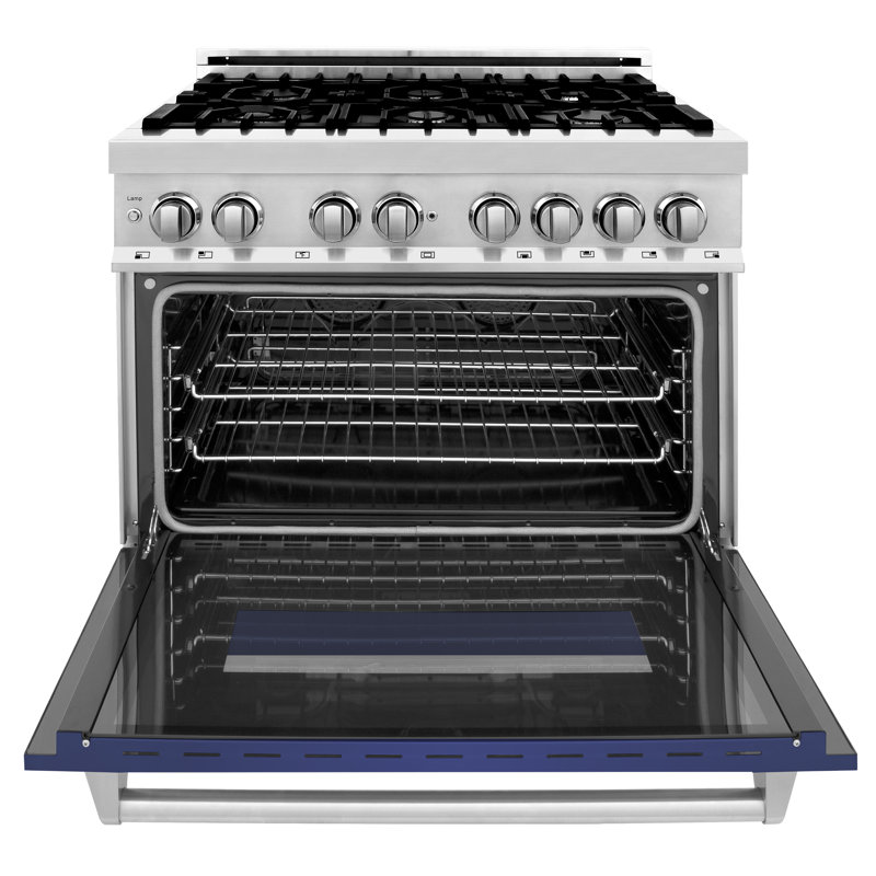 ZLINE 36" Legacy Dual Fuel Range, Blue Matte Stainless Steel