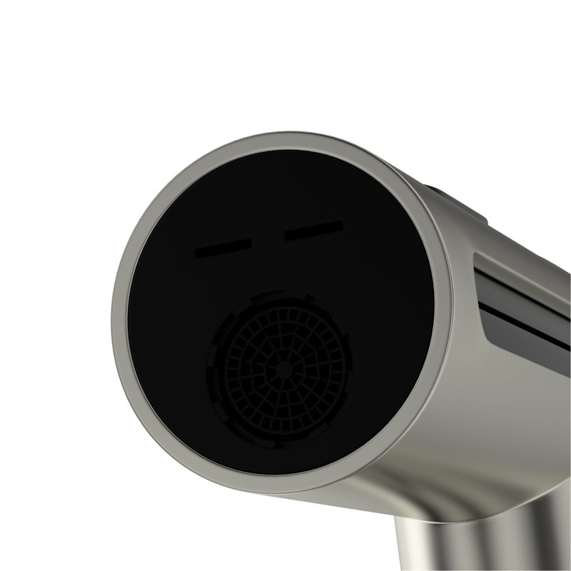 Robinet de cuisine rotatif rétractable Abuzer 360 en nickel brossé, 4 options de jet pour différents besoins, contrôle des éclaboussures, cartouche en céramique à fonctionnement doux, ensemble d'installation complet, nickel de style contemporain