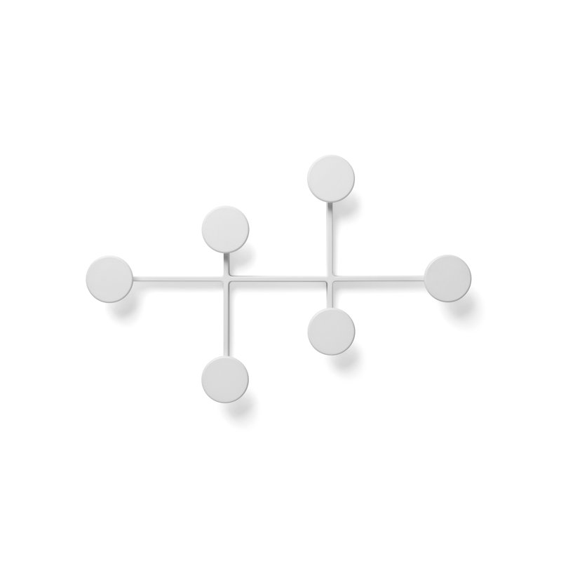 Afteroom Studio 6 - Hook Wall Mounted Coat Rack, Powder Coated White