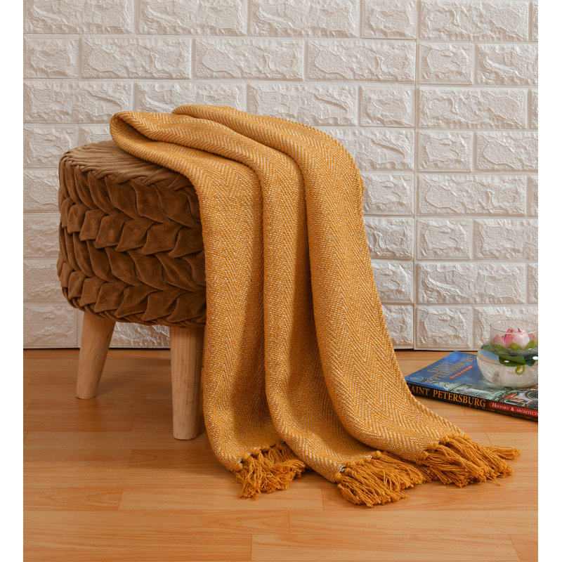 Mcmath Plain Weave / Muslin Throw Blanket, 254cm x 394cm, Mustard Natural