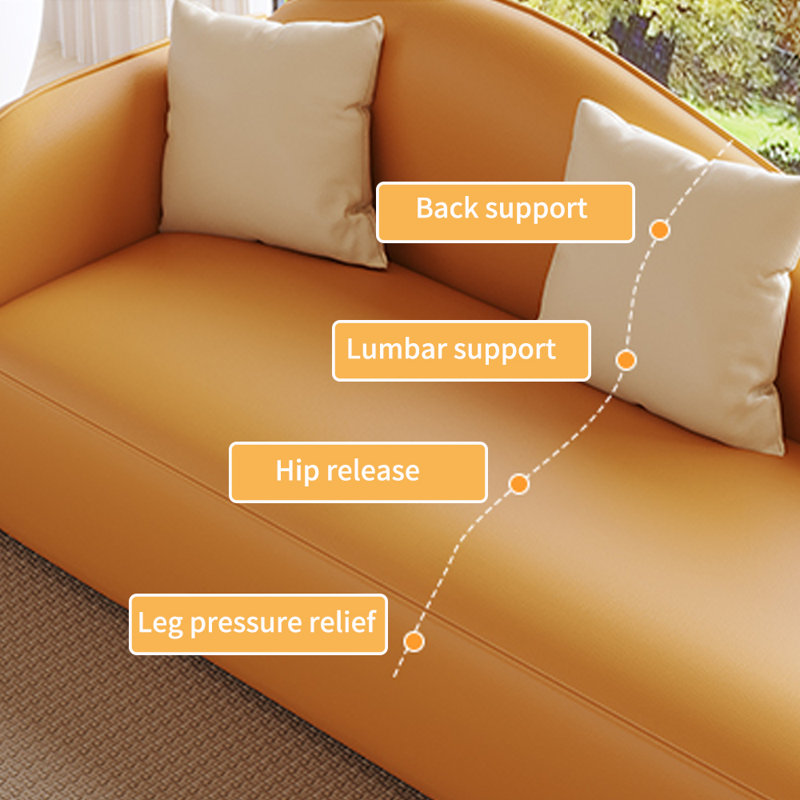 Fauteuil inclinable ergonomique en similicuir massif, Orienté à gauche (vu de face), Orange