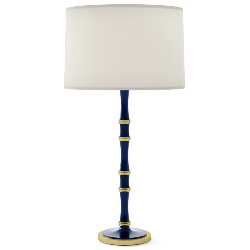 Kane Metal Table Lamp, Midnight Blue Glazed, White, Modern Brass