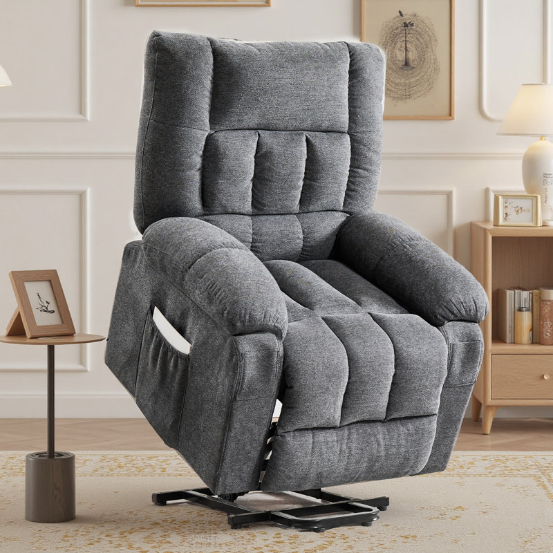 Fauteuil inclinable électrique surdimensionné avec massage chauffant et poche latérale, Gris foncé