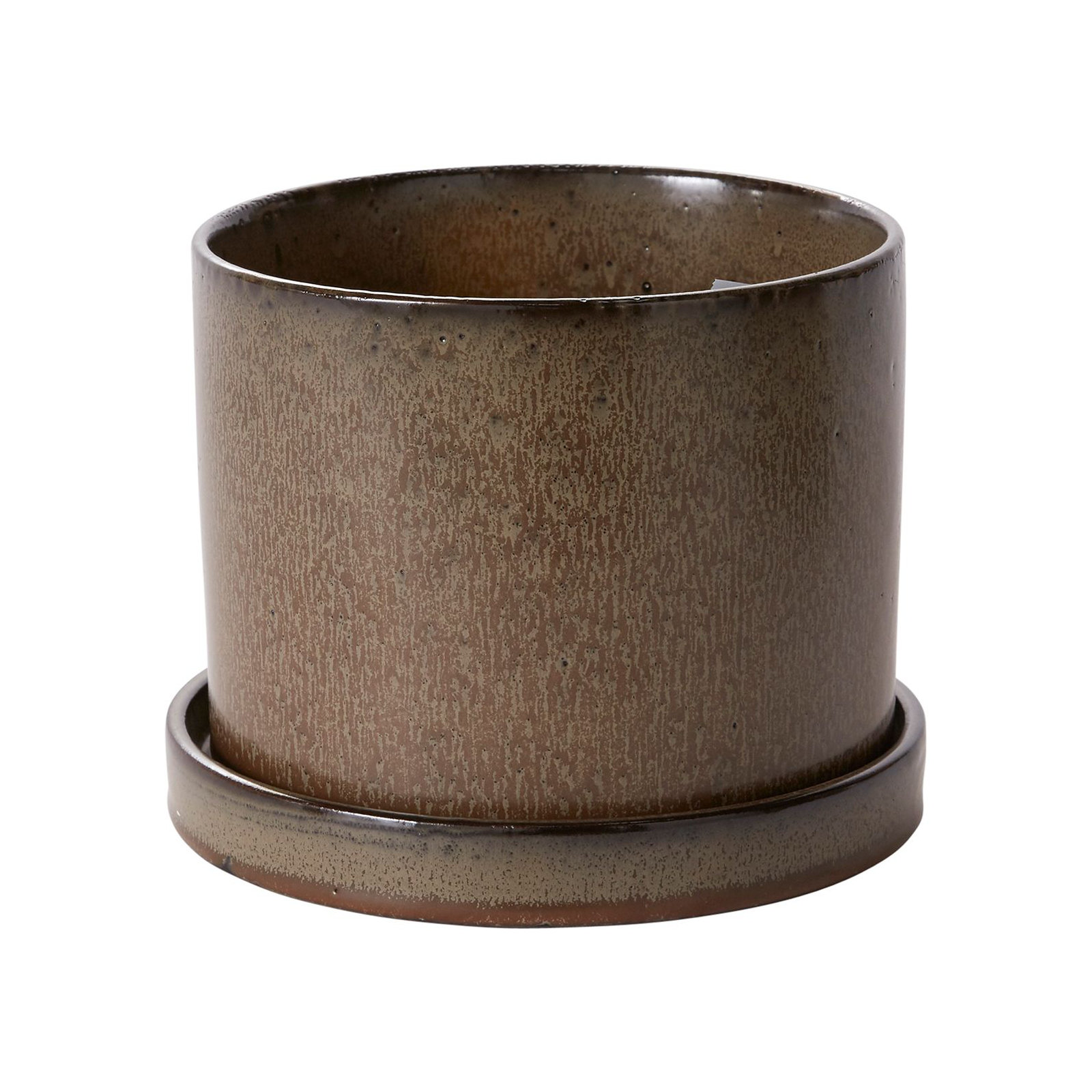 Tyron Ceramic Pot Planter, Brown, 7" H x 6.5" W x 6.5" D