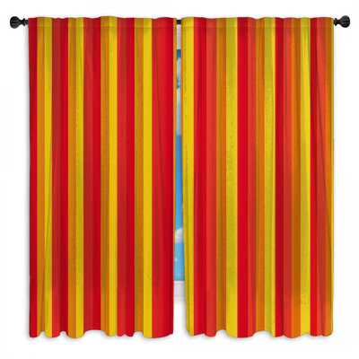 Red Yellow Vertical Stripes Window Curtains Striped Sheer & Room Darkening - 2 Panels