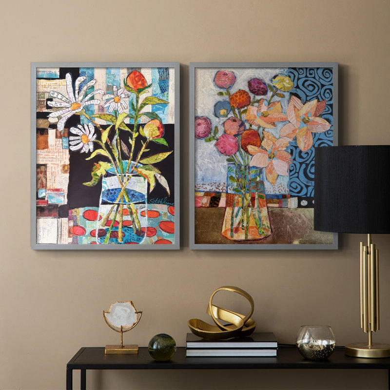 Papier mâché Arrangement I-Premium, reproduction encadrée prête à accrocher - aucun clou requis, Vert, H 29 po x l 46 po