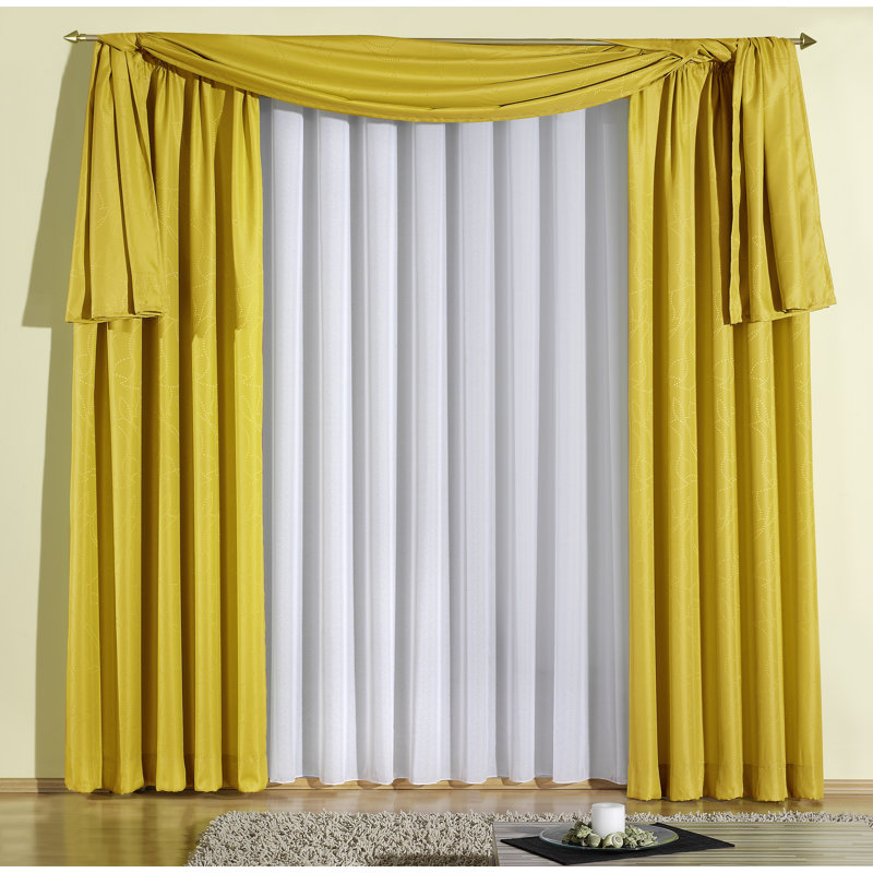 Longoria Room Darkening Window Scarf, 500cm Width x 135cm Drop, Yellow