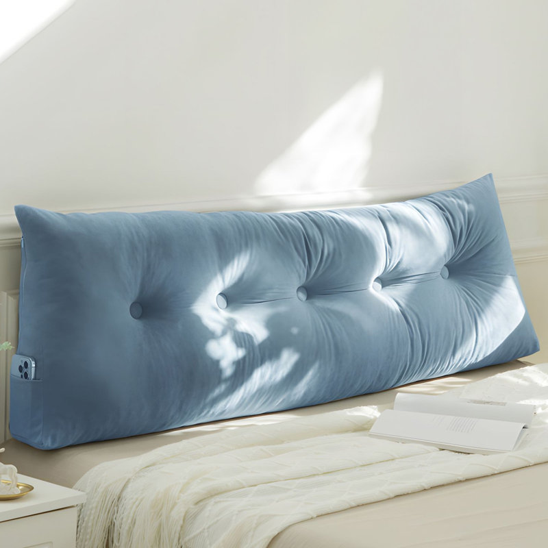 Polyester Headboard Back Support Throw Pillow, 15.7"H x 59"W, Blue