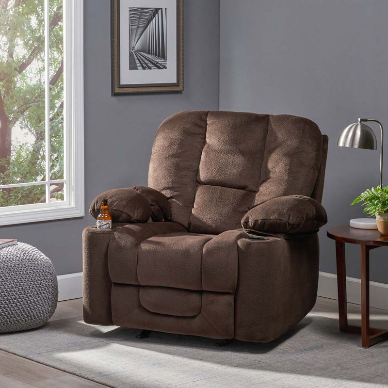 Fauteuil inclinable manuel avec porte-gobelets, Chocolat