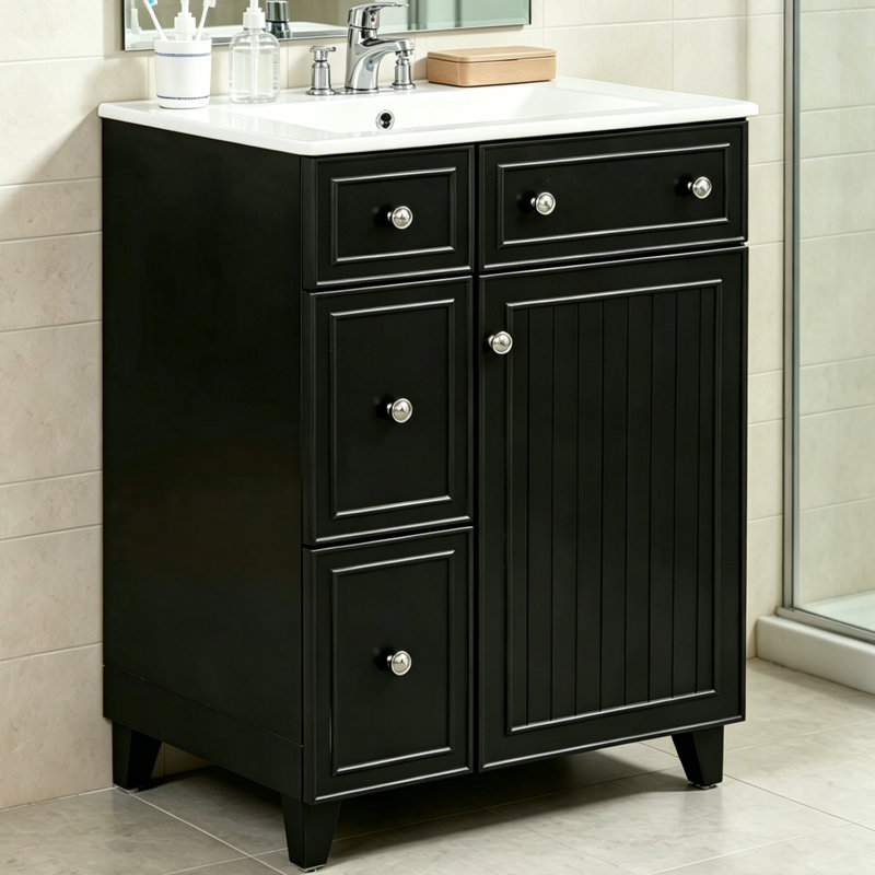 This 24-Inch Sink Cabinet Works For Compact Baths With Ample Storage And Simple Maintenance