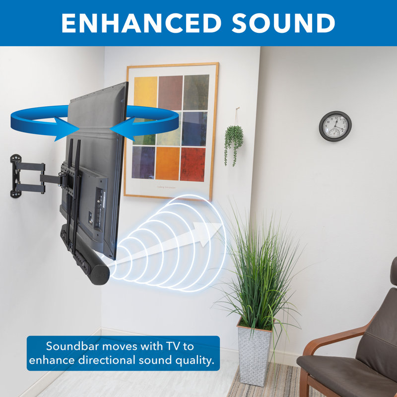 Mount-It Black Swivel Wall Mount for Screens Holds up to 17.8 Lb.