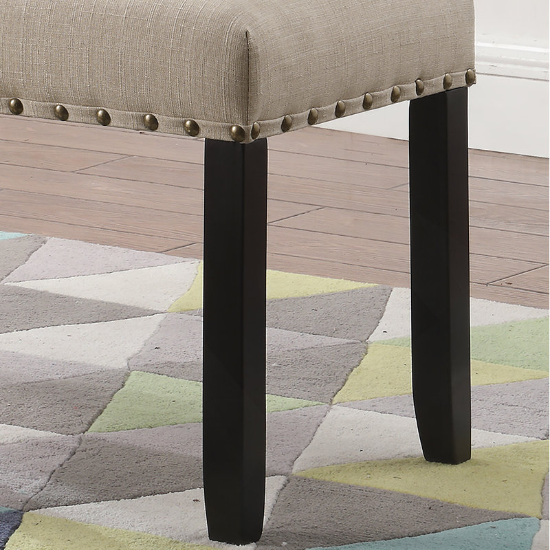 Banc de salle à manger en tissu avec garniture cloutée, brun clair, Tanné