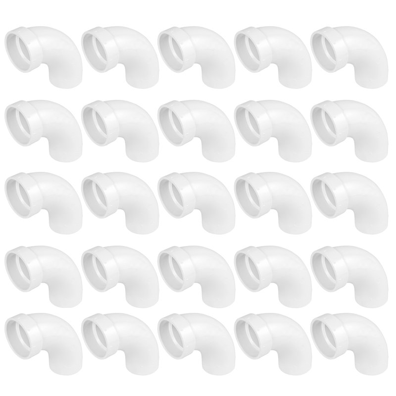 Coude 90 ° 2 po en PVC blanc à double balayage 2 po, drain Hub & Dig, raccord d'évacuation et d'évacuation, (paquet de 25)