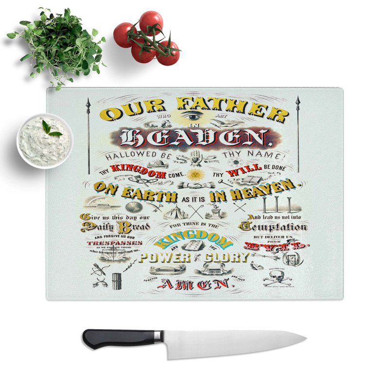 Tempered Glass Our Father Who Art in Heaven Prayer Chopping Board, 39 cm W x 28.5 cm L