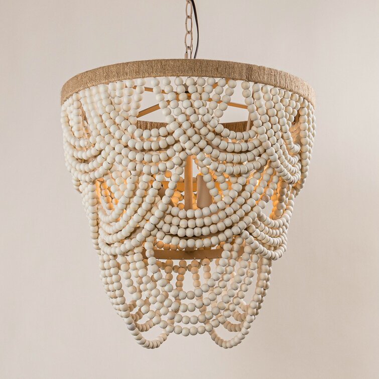 Amari 4 - Light Unique Empire Chandelier with Beaded Accents Mistana Teen Finish: Beige