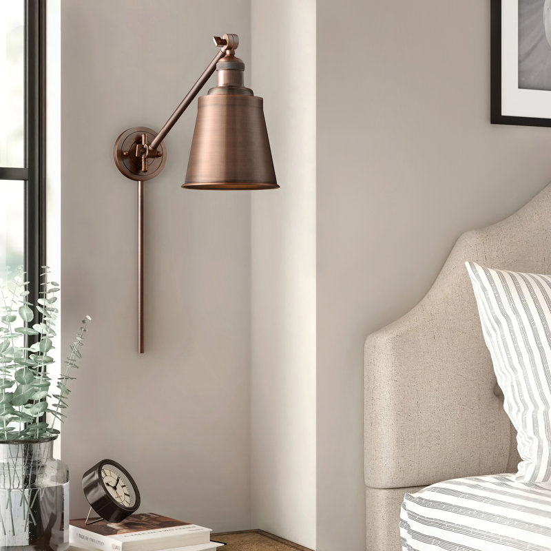 Lavender Hill Plug-in Swing Arm Sconce, No Bulb Included, Antique Copper