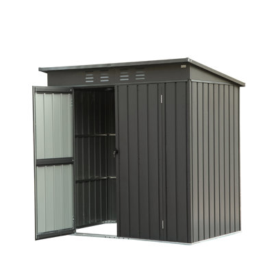 Remise de rangement extérieure en acier galvanisé 5 x 3 pi avec toit incliné, portes doubles verrouillables et ventilation pour l'organisation d'outils de jardin