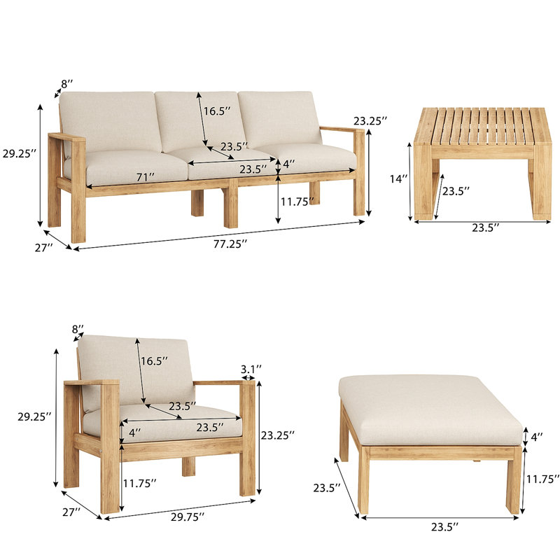 Ensemble de canapé modulaire d'extérieur 5 pièces