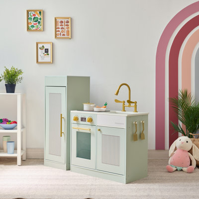 Teamson Kids Little Chef Chester Wooden Play Kitchen with Large Fridge, Sink and 12-Piece Accessory Set
