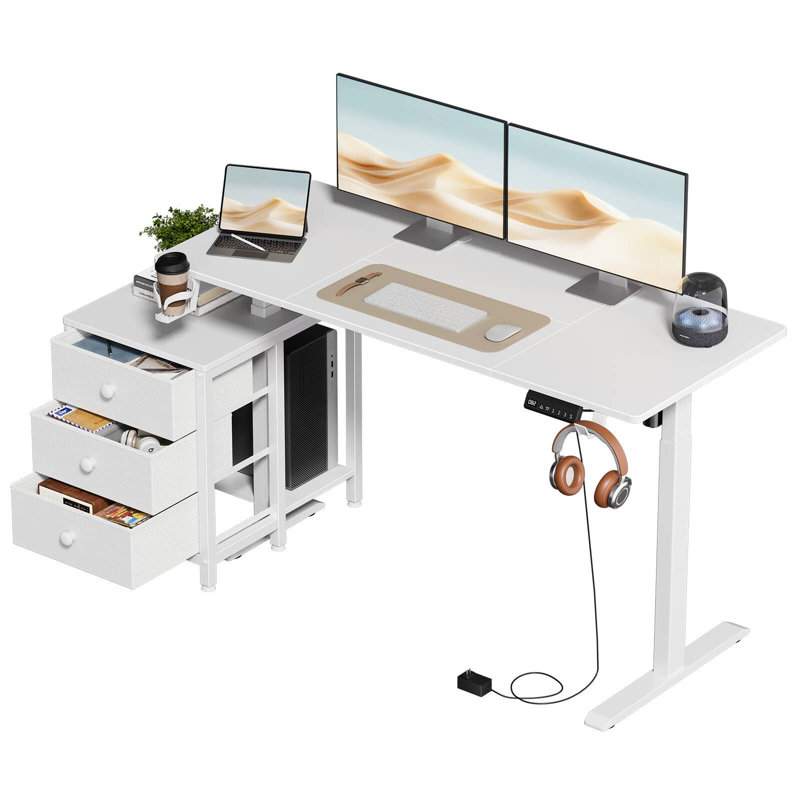 1.4m white height-adjustable table