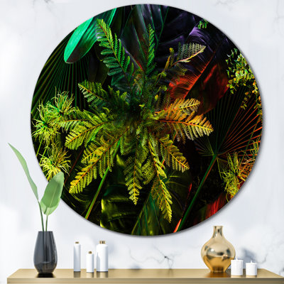 " Toned Tropical Leaves On Black VII " Color Photography Print