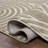 Megane MidCentury Art Deco Striped Arches Two-Tone High-Low Beige/Cream Rug-1870885547