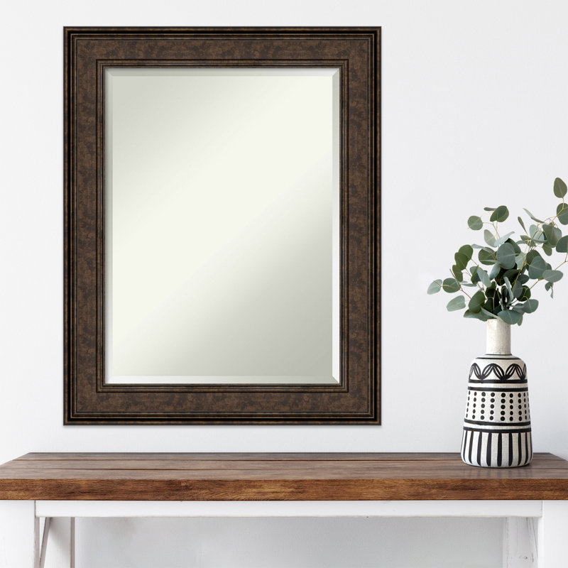 Fahlman Flat Wall Mirror, Rustic Brown, 29.5" x 23.5"