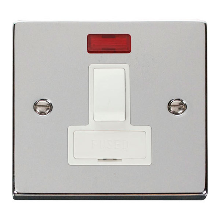 Polished Chrome 13A Fused Connection Unit Switched With Neon