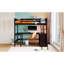 Lit mezzanine double avec tablettes et bureau, lit mezzanine en bois avec bureau-677817585