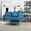 Canapé pour trois personnes, structure en bois massif, tissu chenille, poche latérale, avec deux porte-gobelets, repose-pieds avec rangement et canapé de salon Canapé modulaire confortable-2125147084