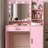 Vanity Desk With Mirror & Light, Large Drawer Three Level Storage Dresser, 3 Lighting Modes Adjustable Brightness, Bedroom Dressing Table-320808729