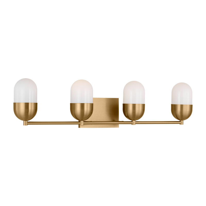 Foster 30.75" Satin Brass Vanity Light with Milk Glass Shades