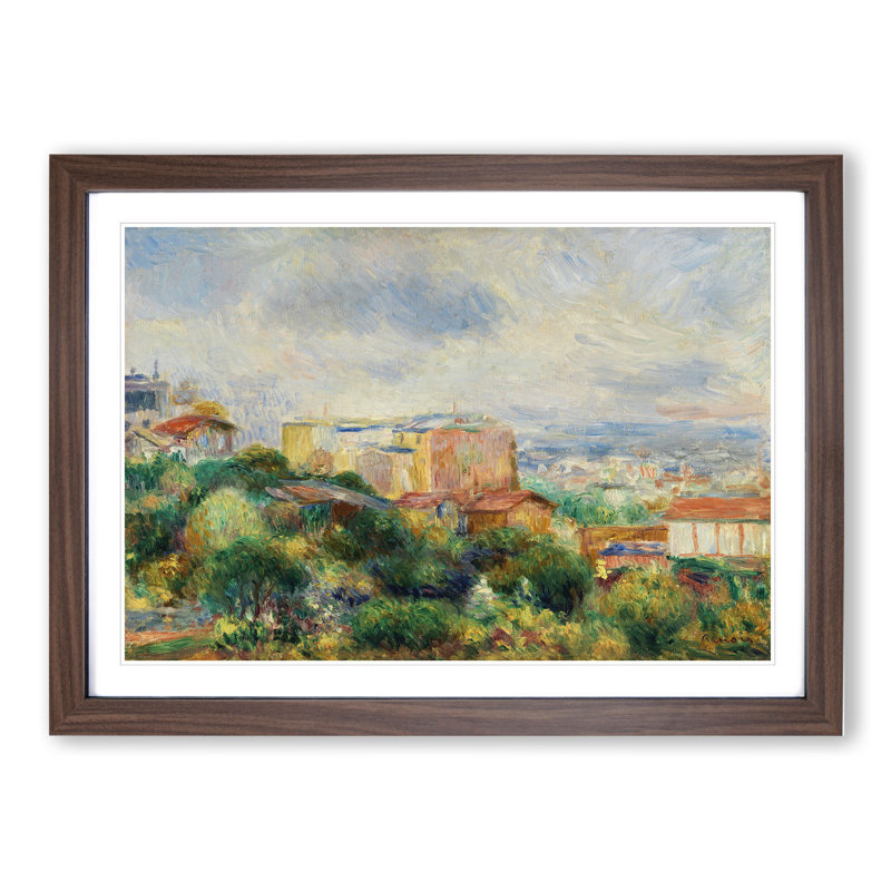 View from Montmartre by Pierre-Auguste Renoir - Picture Frame Painting, 27cm H x 36cm W x 2cm D, Walnut Framed