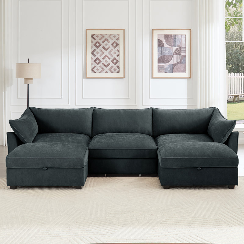 Canapé modulaire en chenille avec rangement extensible