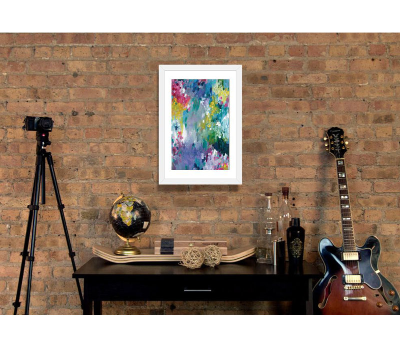 «Dancing in the Rain», reproduction, H 32 po x l 24 po x P 1 po, Papier encadré blanc